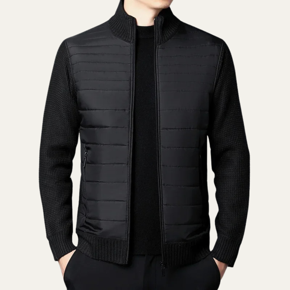 Veste hybride matelassée et tricotée pour homme