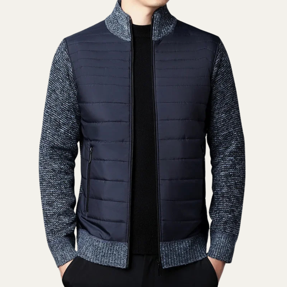 Veste hybride matelassée et tricotée pour homme