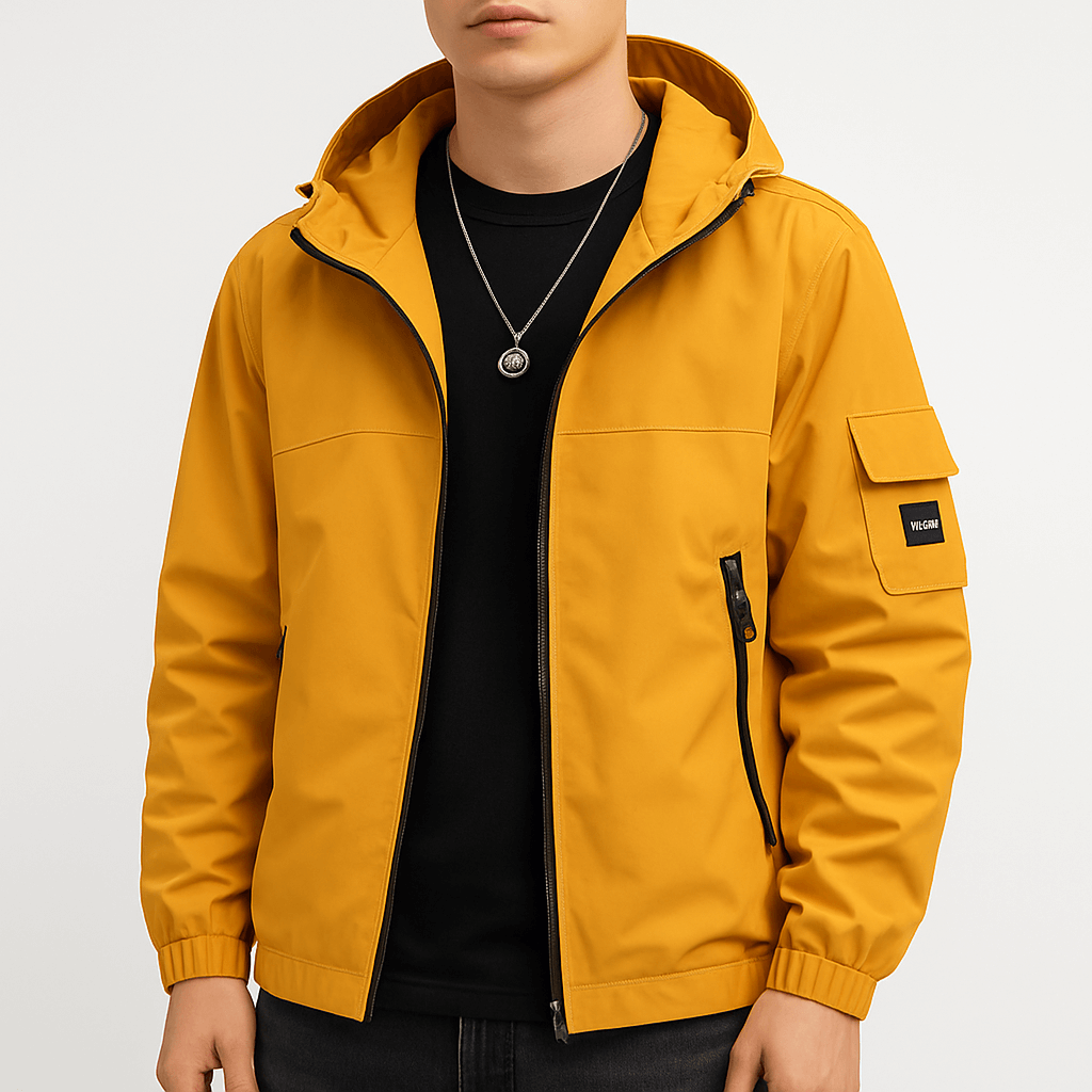 Veste imperméable à capuche zippée pour homme