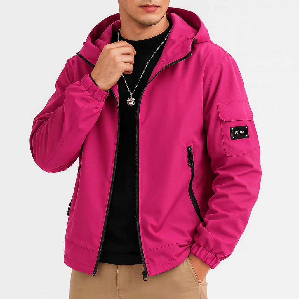 Veste imperméable à capuche zippée pour homme