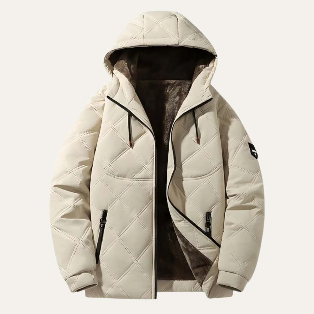 Veste matelassée à capuche pour homme avec surpiqûres en losange