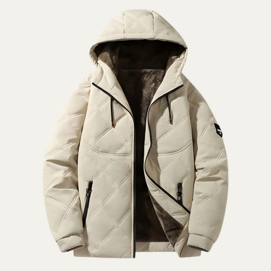 Veste matelassée à capuche pour homme avec surpiqûres en losange