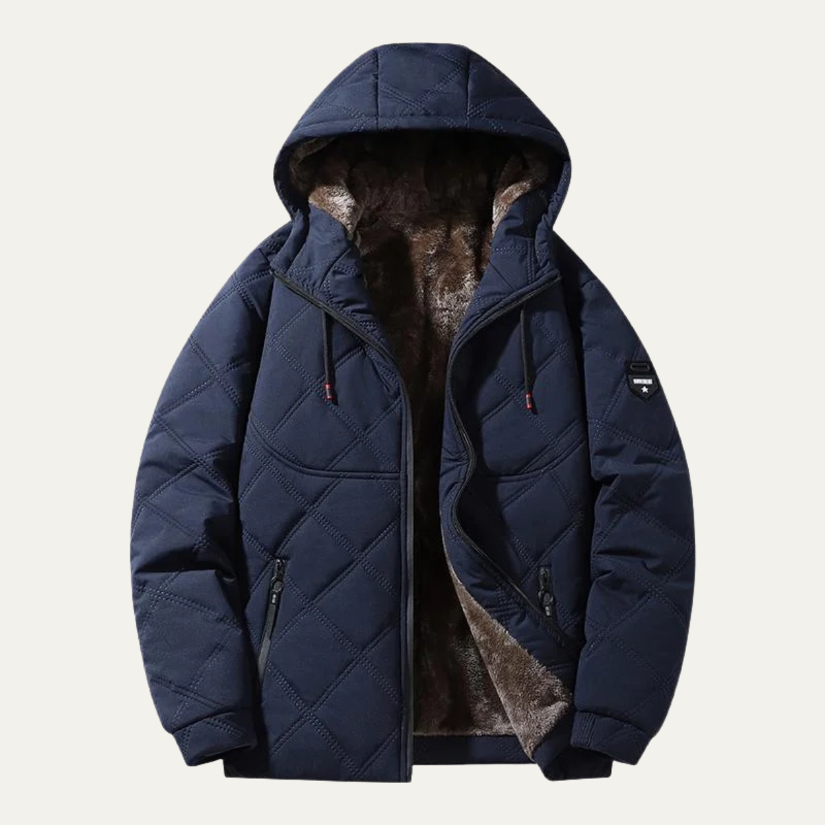 Veste matelassée à capuche pour homme avec surpiqûres en losange