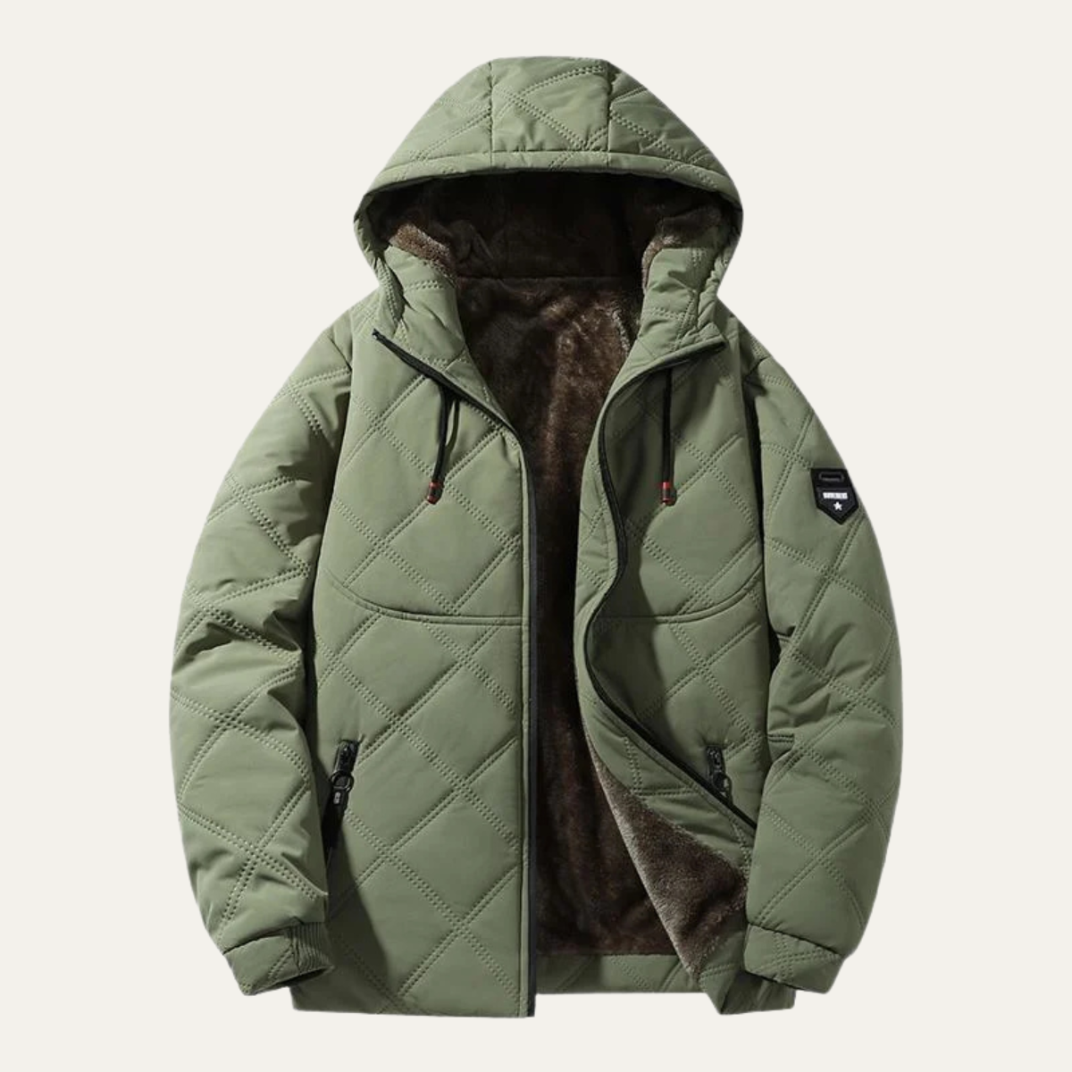 Veste matelassée à capuche pour homme avec surpiqûres en losange