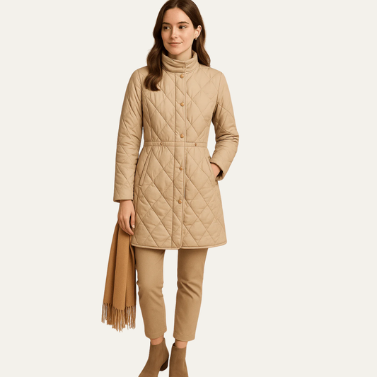 Veste matelassée à losanges pour femme avec boutons