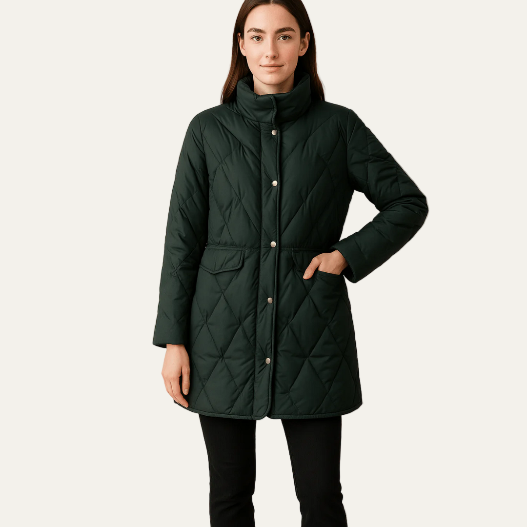 Veste matelassée à losanges pour femme avec boutons