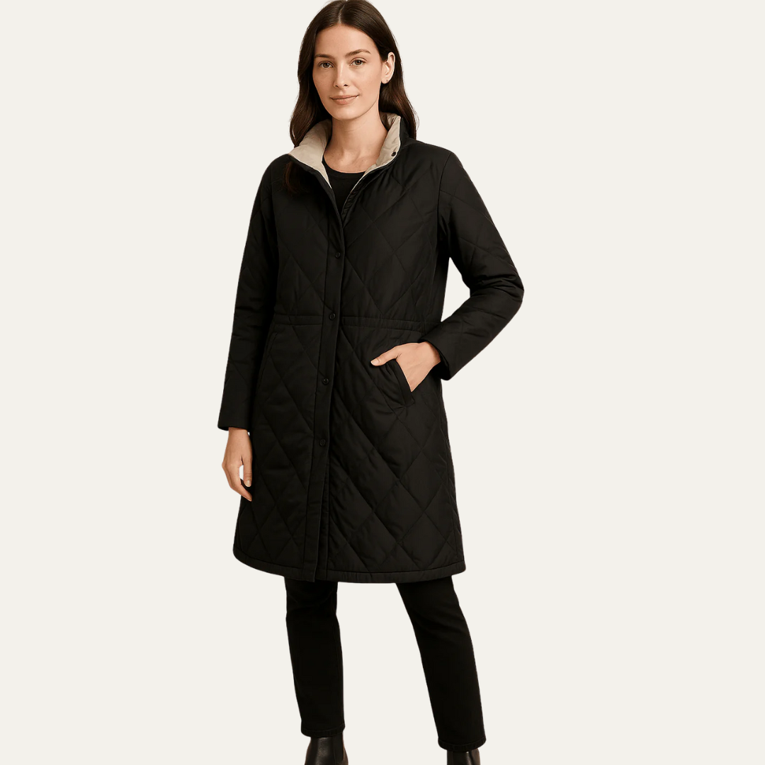 Veste matelassée à losanges pour femme avec boutons
