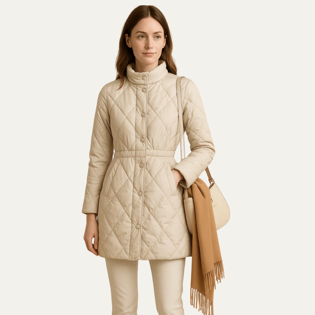 Veste matelassée à losanges pour femme avec boutons