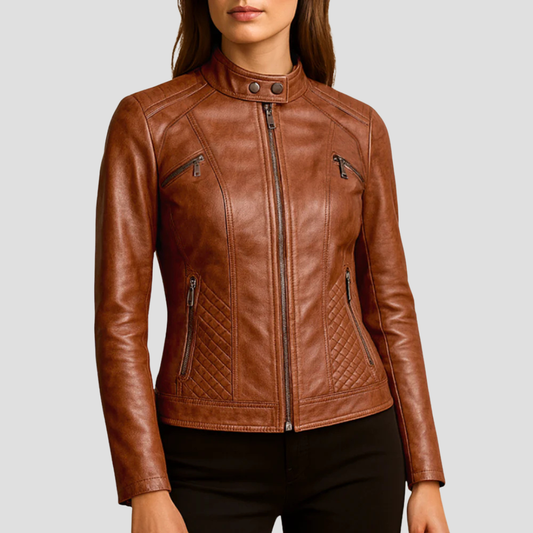 Veste matelassée en similicuir pour femme