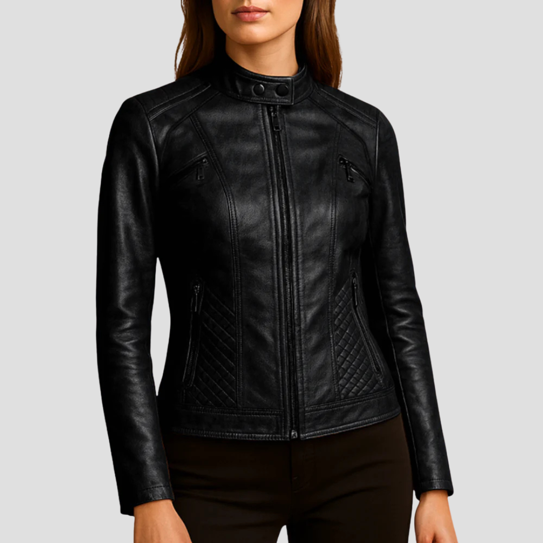 Veste matelassée en similicuir pour femme
