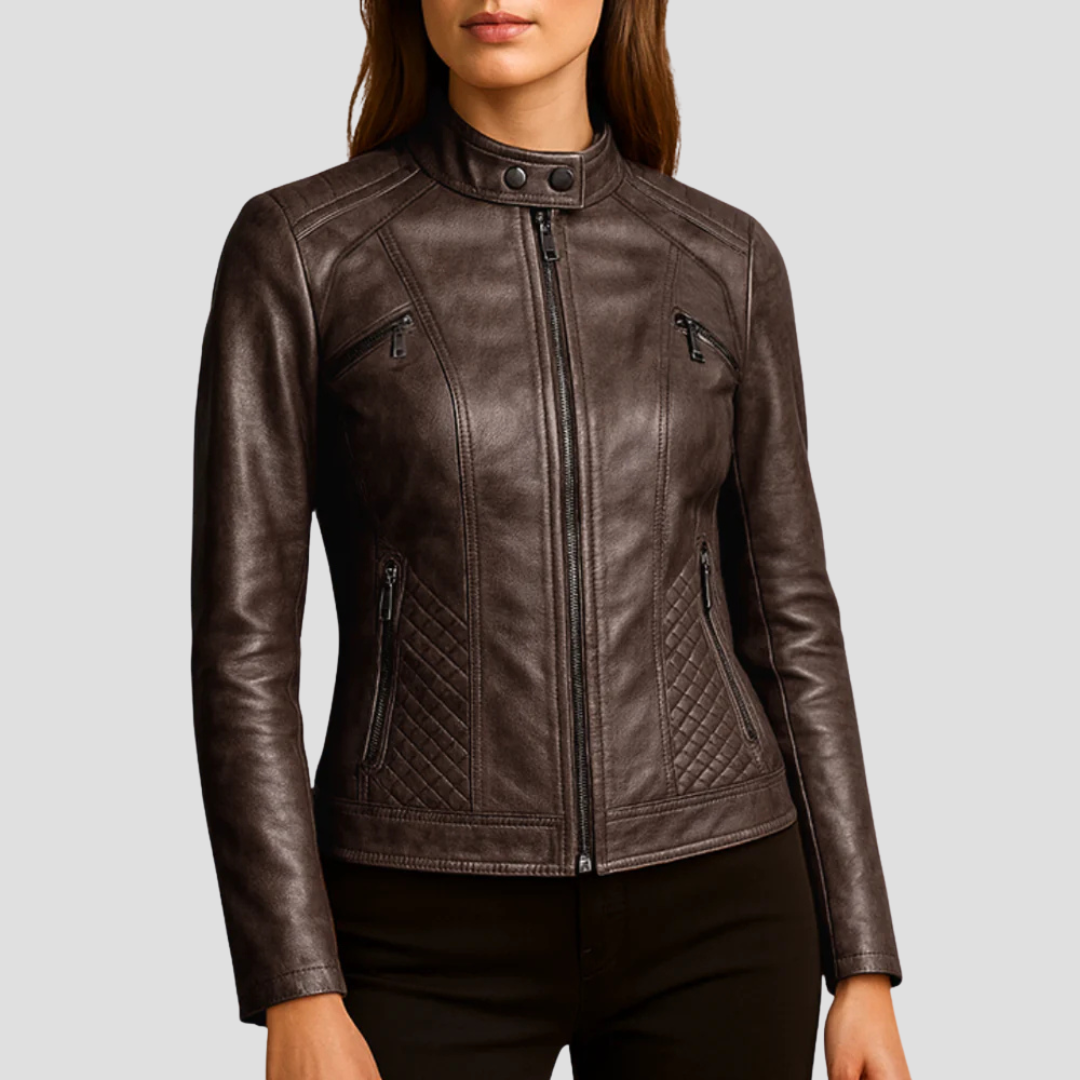 Veste matelassée en similicuir pour femme