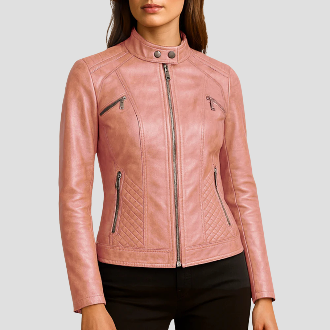 Veste matelassée en similicuir pour femme