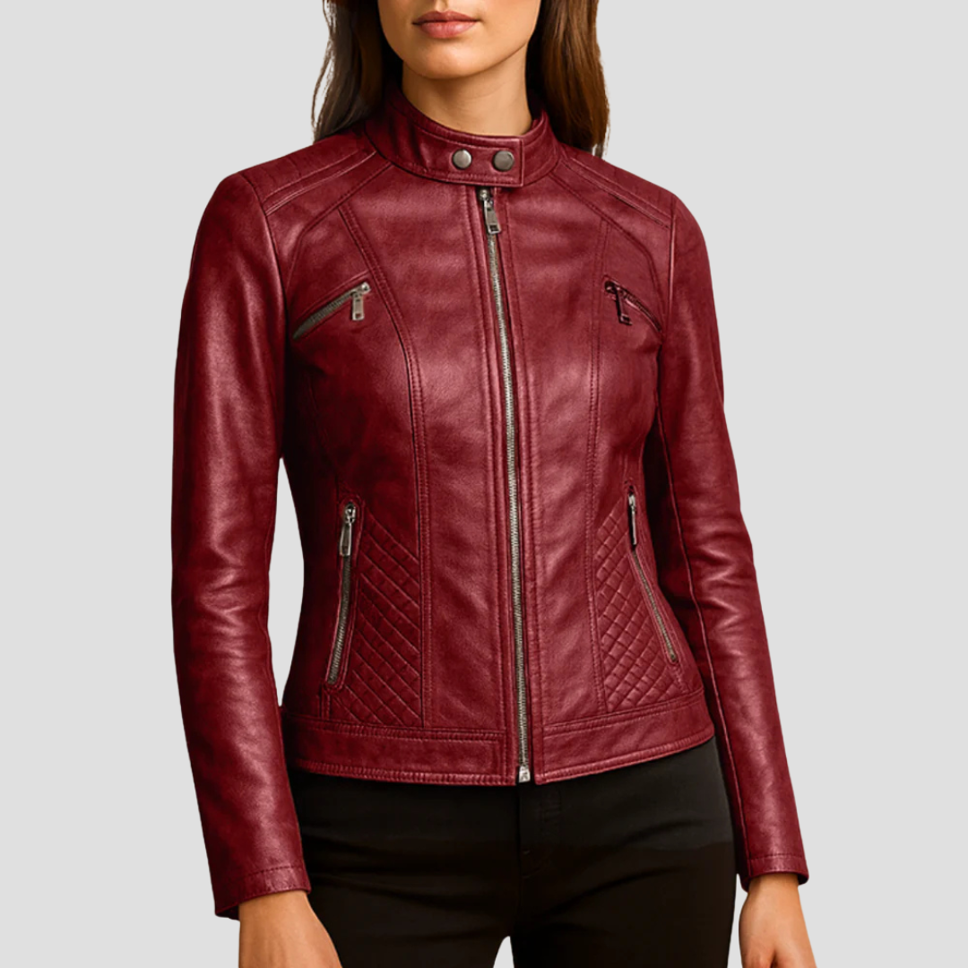 Veste matelassée en similicuir pour femme