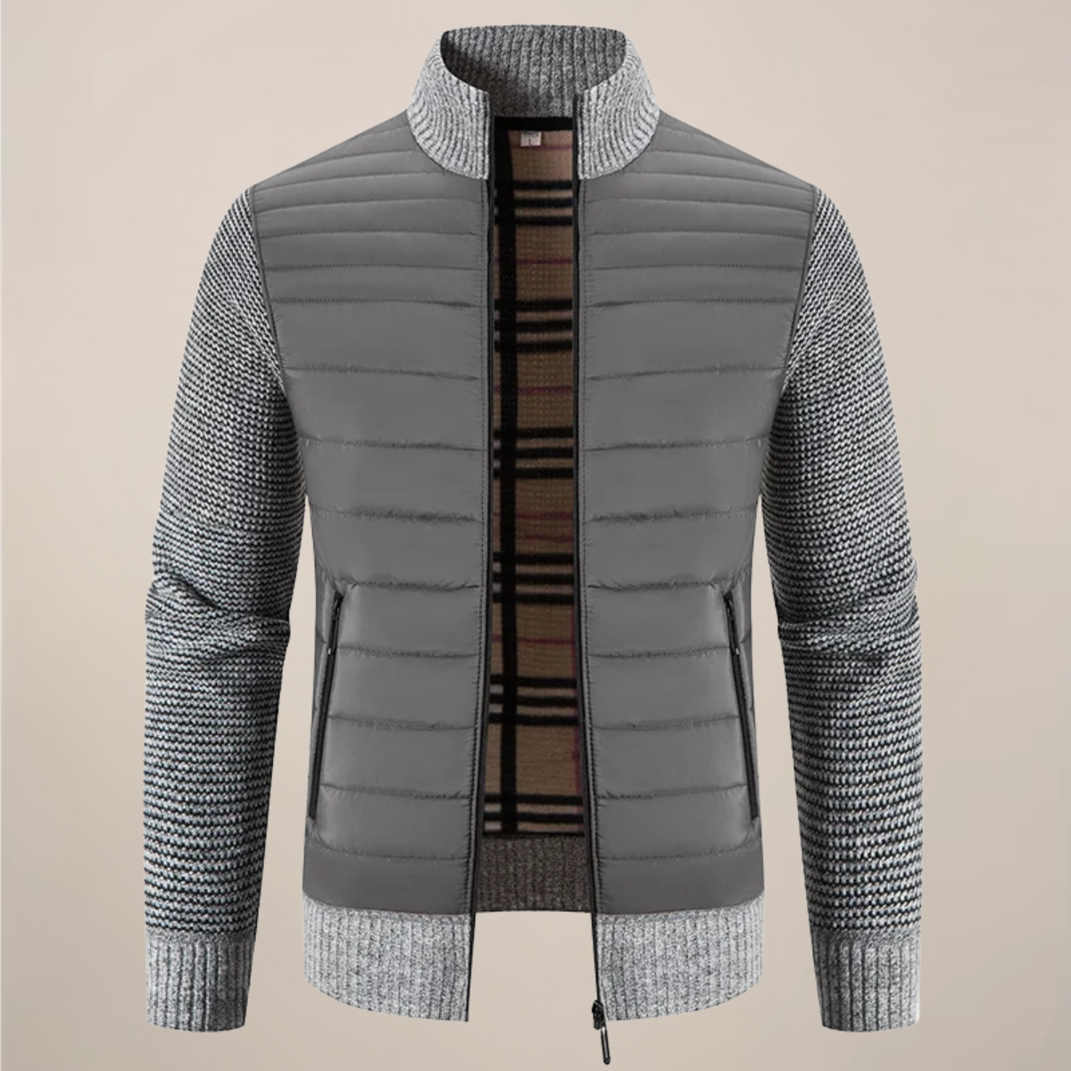 Veste matelassée hybride en maille pour homme