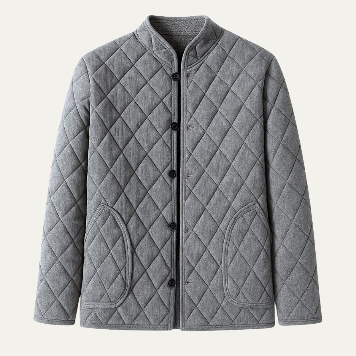 Veste matelassée sans col et à boutons pour homme