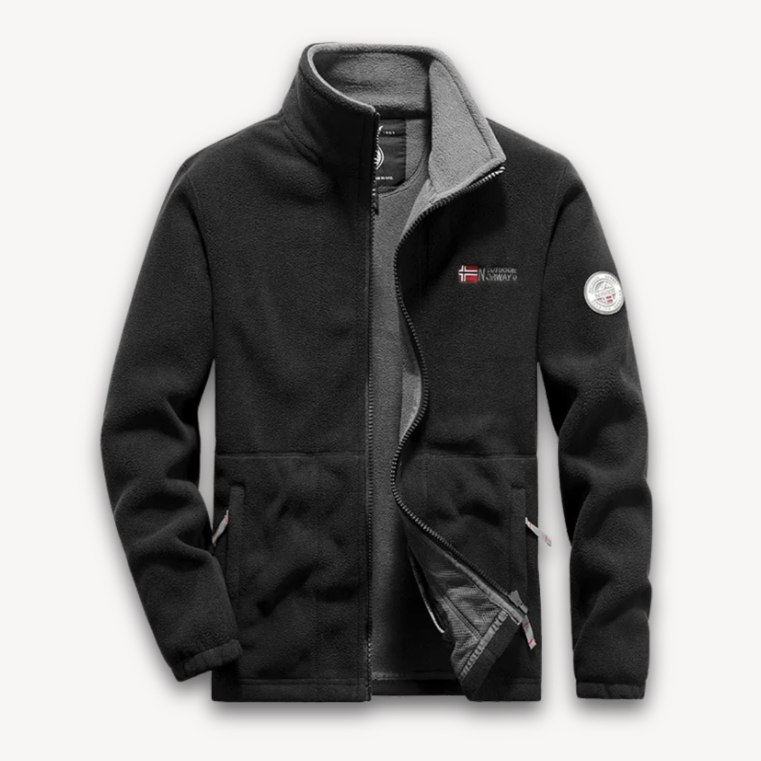 Veste polaire brodée à col montant pour homme