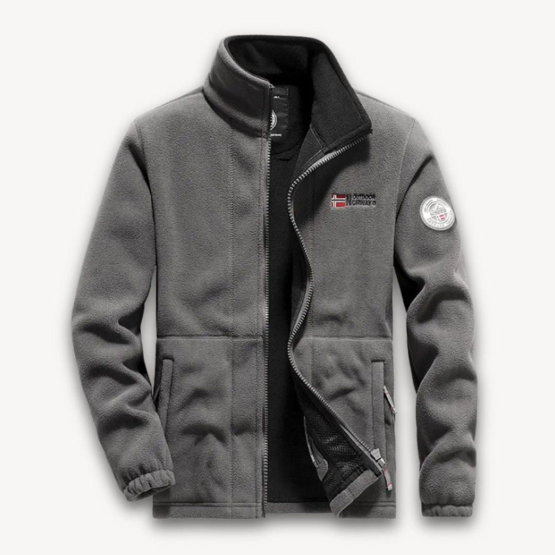 Veste polaire brodée à col montant pour homme