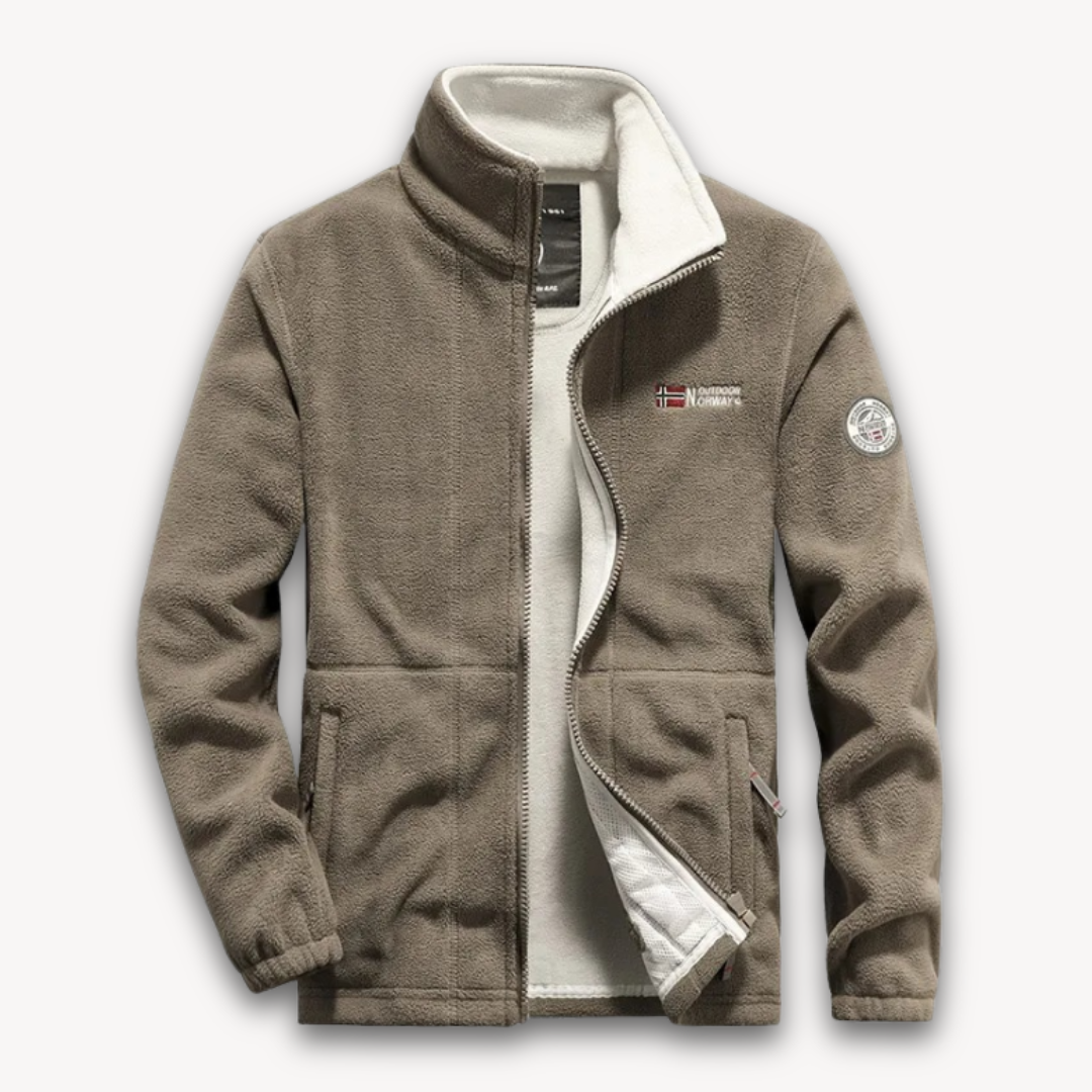 Veste polaire brodée à col montant pour homme
