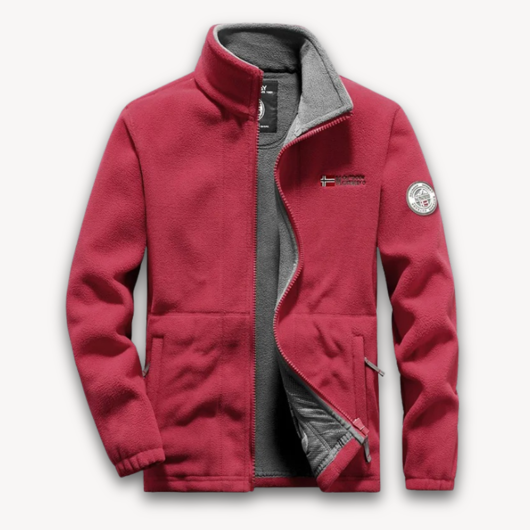 Veste polaire brodée à col montant pour homme