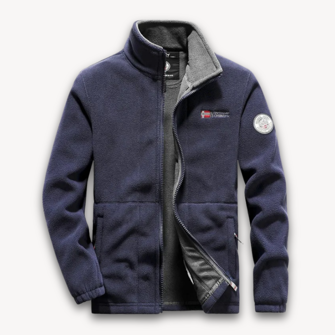 Veste polaire brodée à col montant pour homme