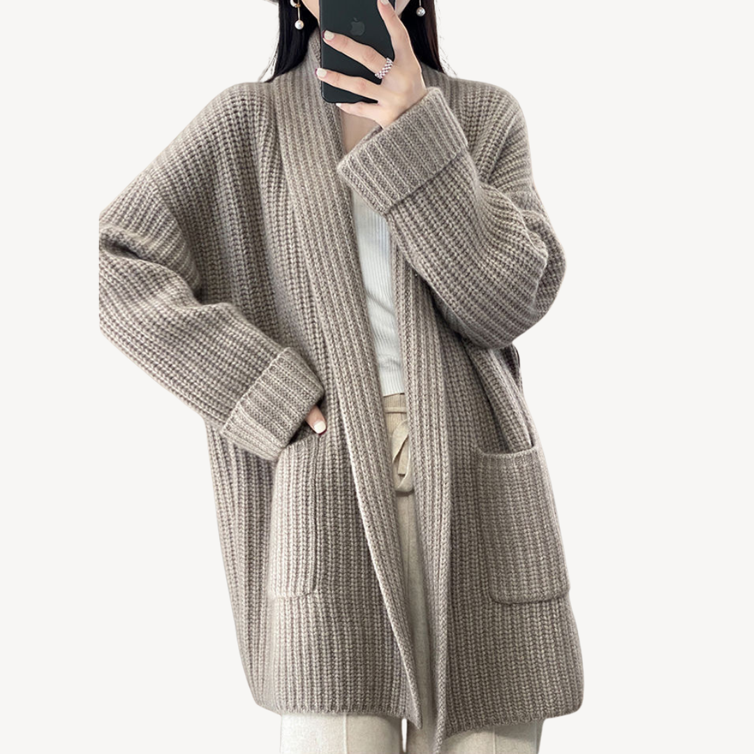 Veste pull en maille à col V pour femme