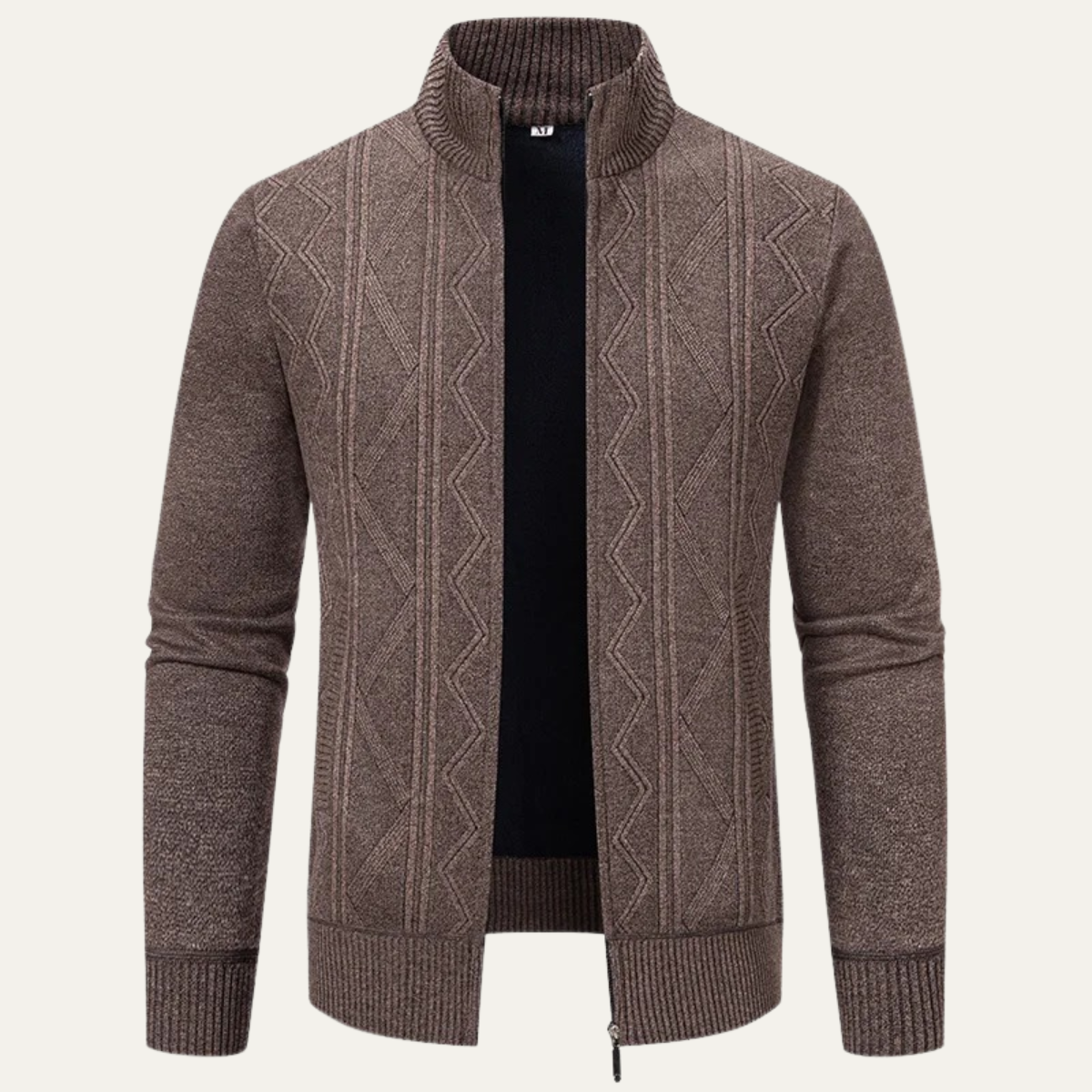 Veste pull zippée pour homme en maille losanges