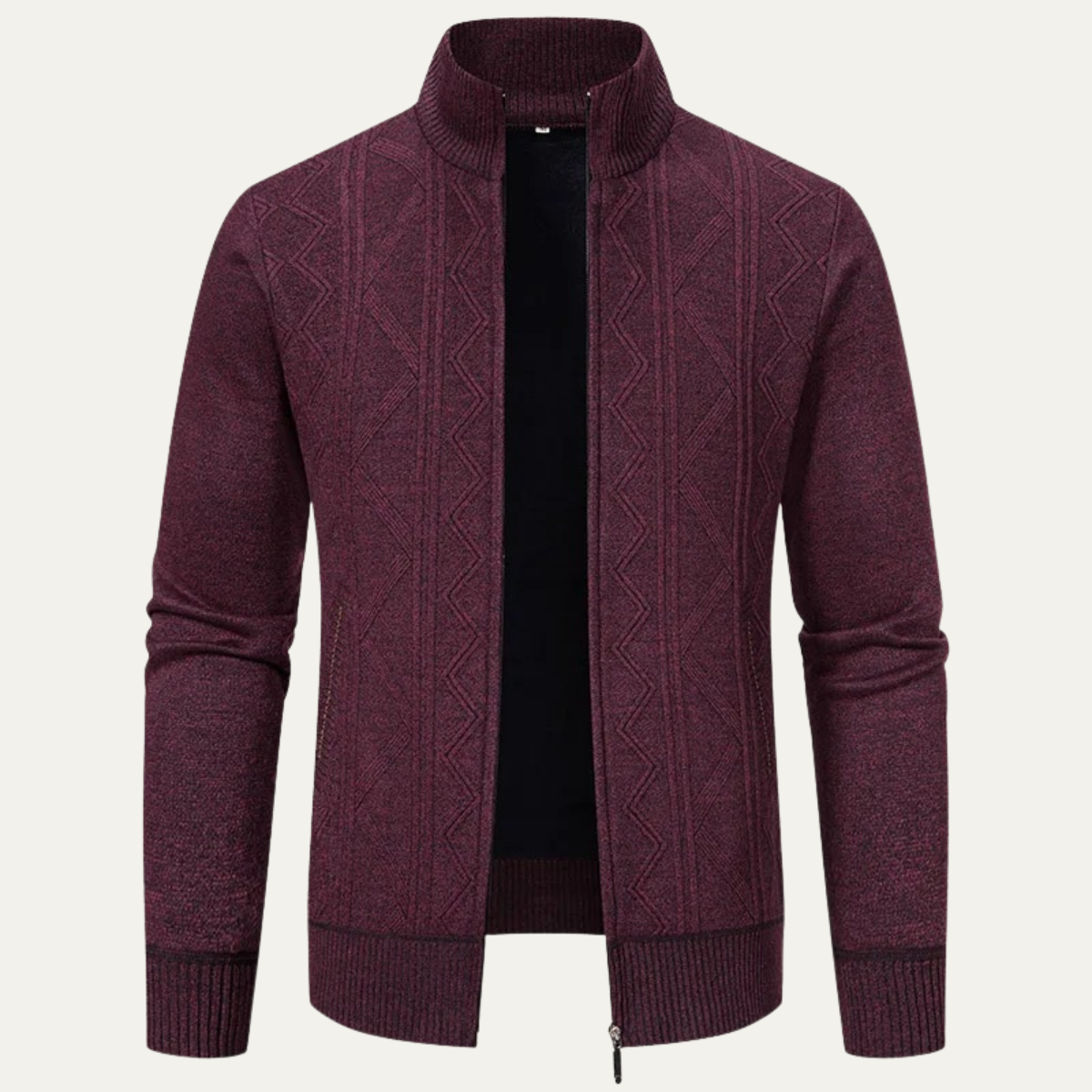 Veste pull zippée pour homme en maille losanges