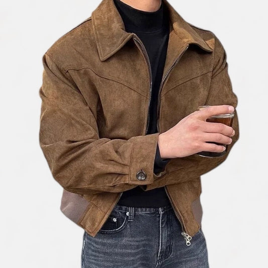 Veste trucker courte à fermeture éclair intégrale pour homme