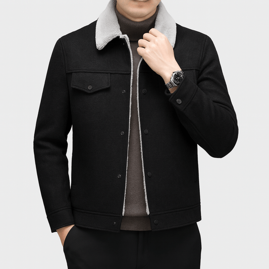 Veste trucker courte en laine mélangée pour homme