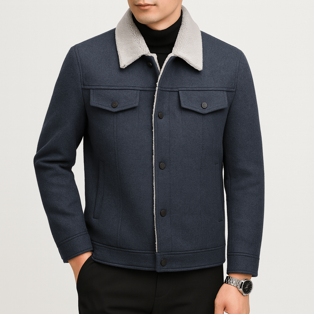 Veste trucker courte en laine mélangée pour homme