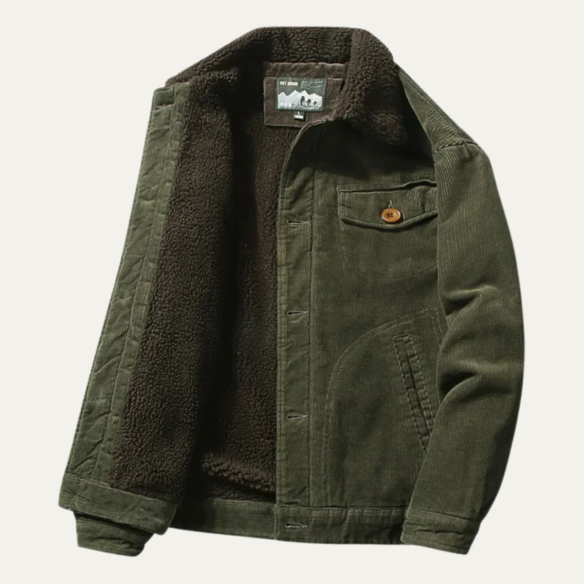 Veste trucker homme en velours côtelé sherpa à col montant