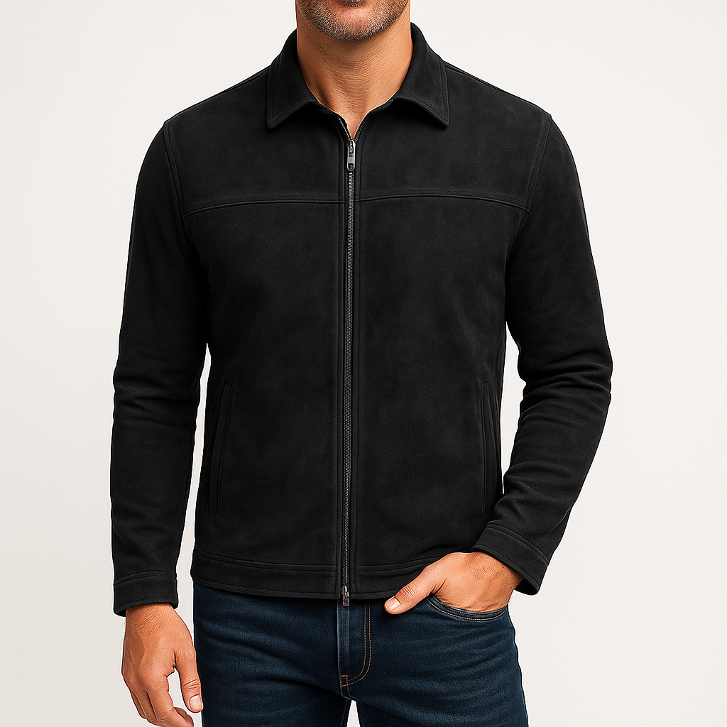 Veste zippée classique en daim pour homme