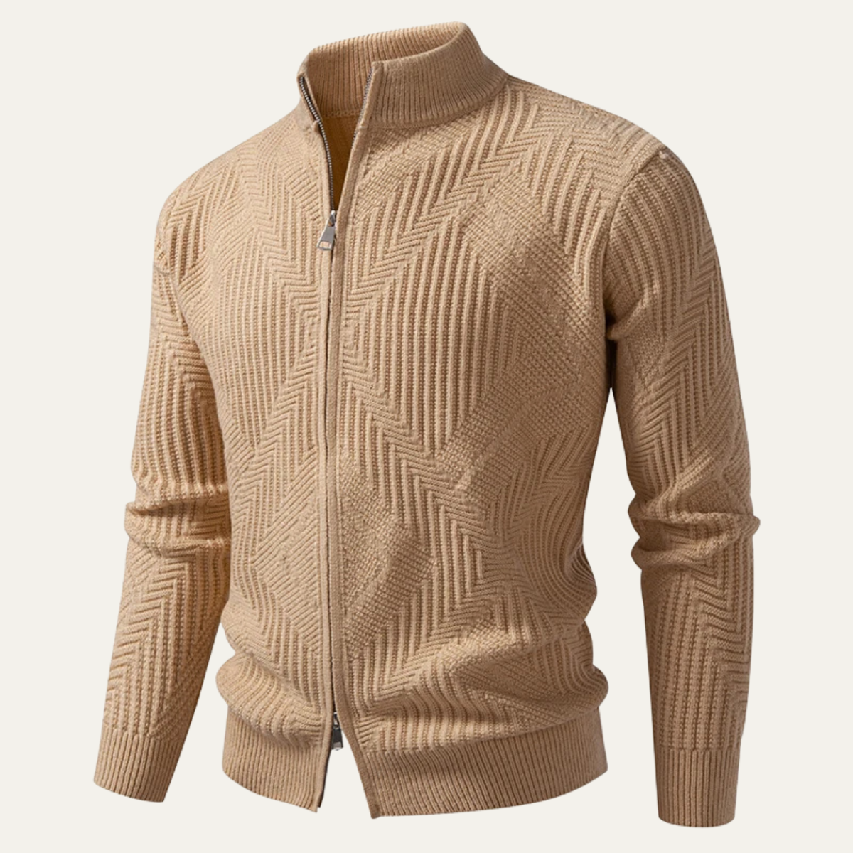 Veste zippée en maille chevron pour homme