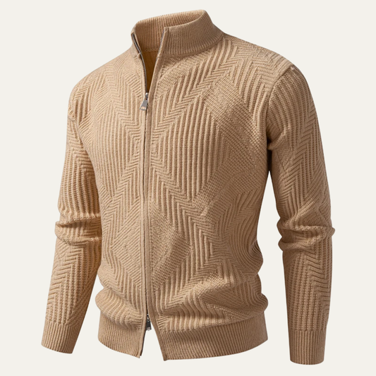 Veste zippée en maille chevron pour homme