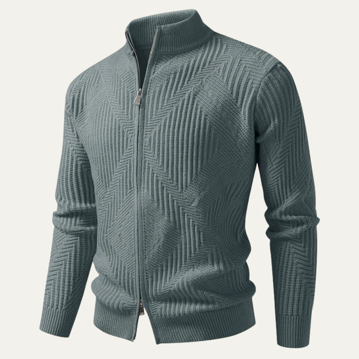 Veste zippée en maille chevron pour homme