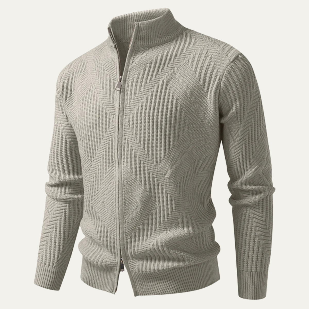 Veste zippée en maille chevron pour homme