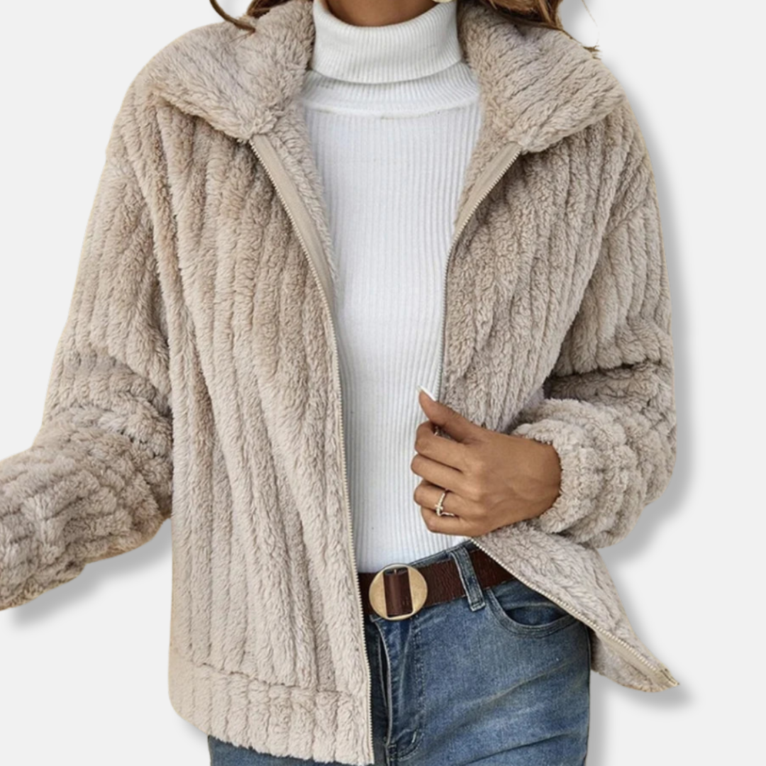 Veste zippée en sherpa confortable pour femme