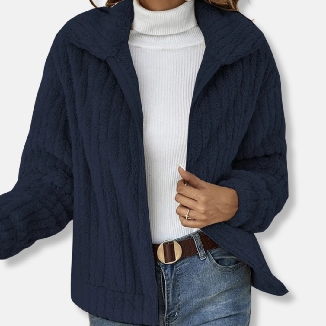 Veste zippée en sherpa confortable pour femme