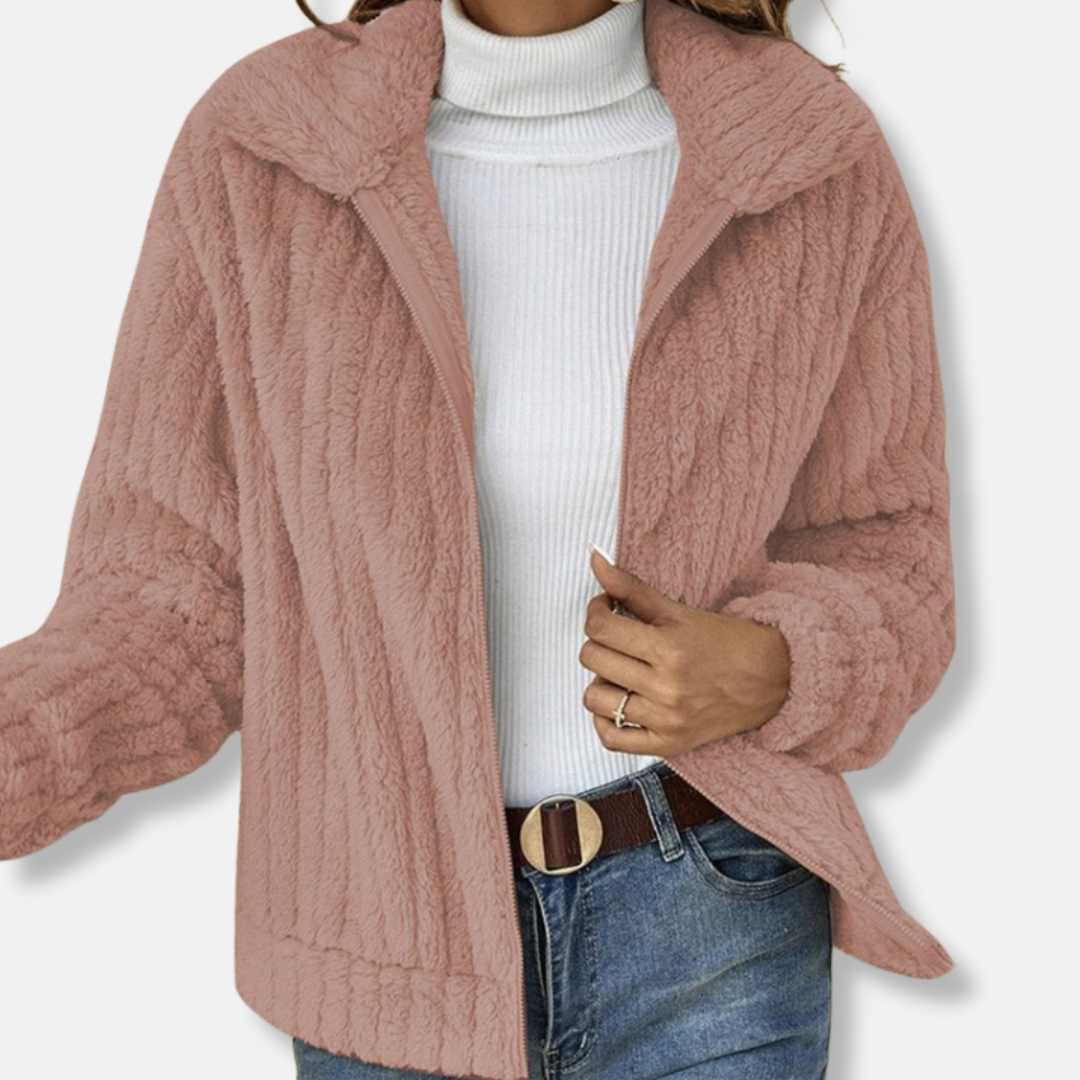 Veste zippée en sherpa confortable pour femme
