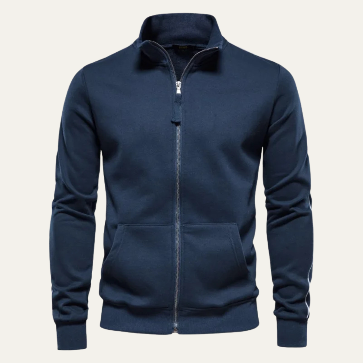 Veste zippée intégrale en tissu lisse pour homme