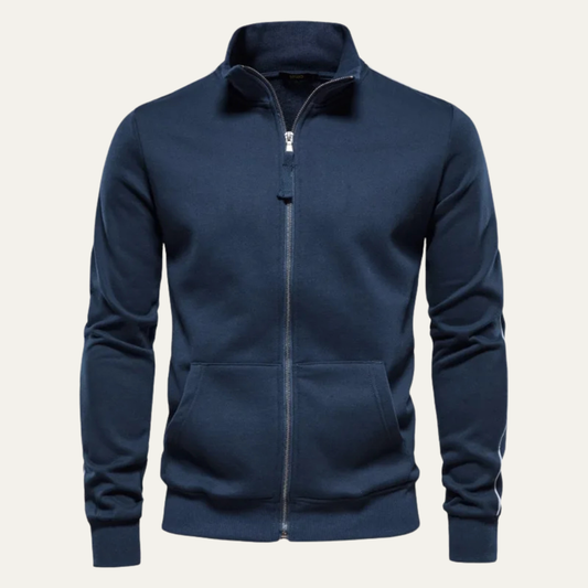 Veste zippée intégrale en tissu lisse pour homme