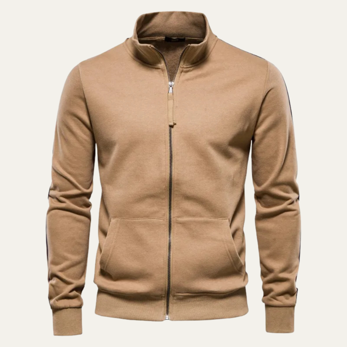 Veste zippée intégrale en tissu lisse pour homme