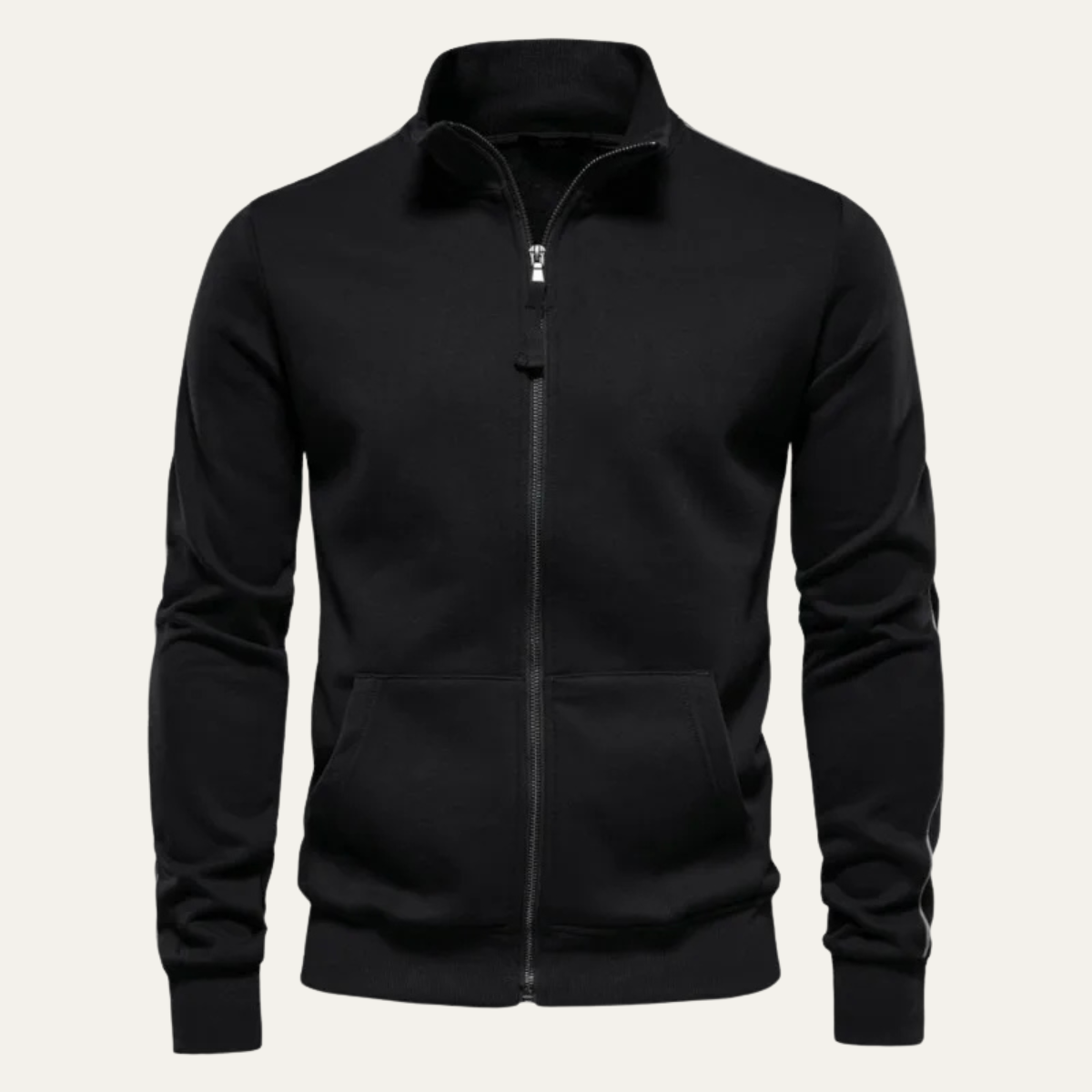 Veste zippée intégrale en tissu lisse pour homme