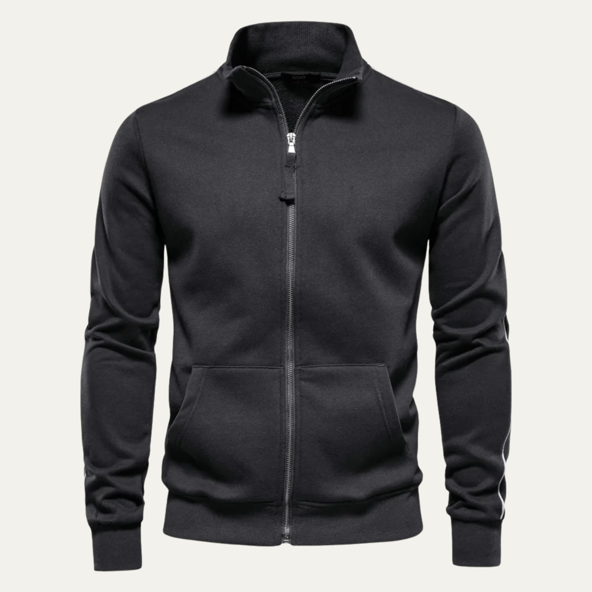 Veste zippée intégrale en tissu lisse pour homme