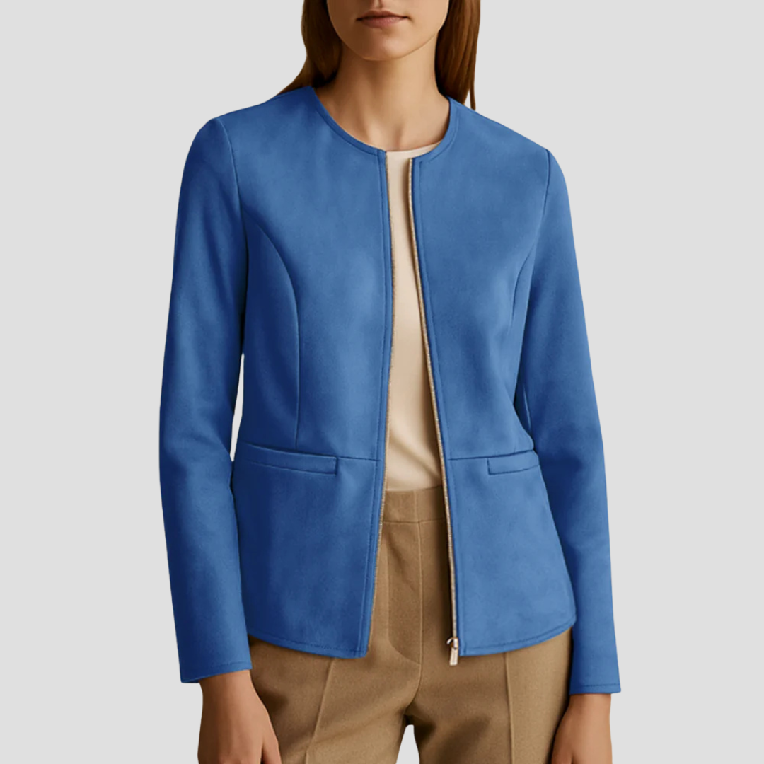 Veste zippée minimaliste en daim pour femme