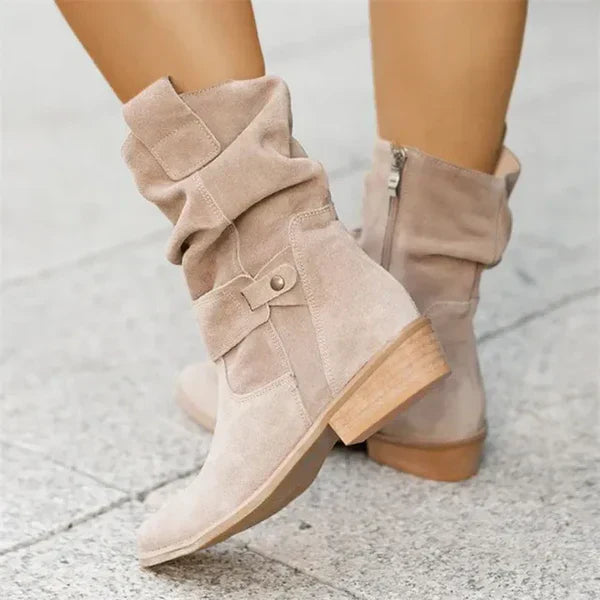 Bottes Femmes Confortables à Talon Bas pour Tous les Jours
