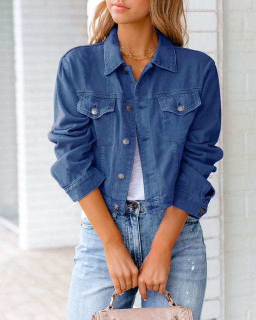 Veste Jean Rouge Féminine Boutons Brillants