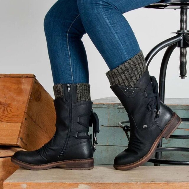Bottes Cuir Noir Élégantes à Fermeture Éclair - LuxeStyle