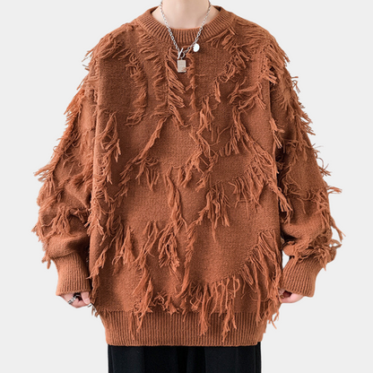 EDVIN - Pull en Tricot avec Franges Tendance pour Hommes