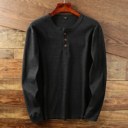 Pull à manches longues en coton beige confortable homme